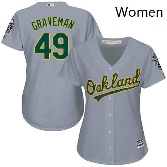 Womens Majestic Oakland Athletics 49 Kendall Graveman Authentic Grey Road Cool Base MLB Jersey